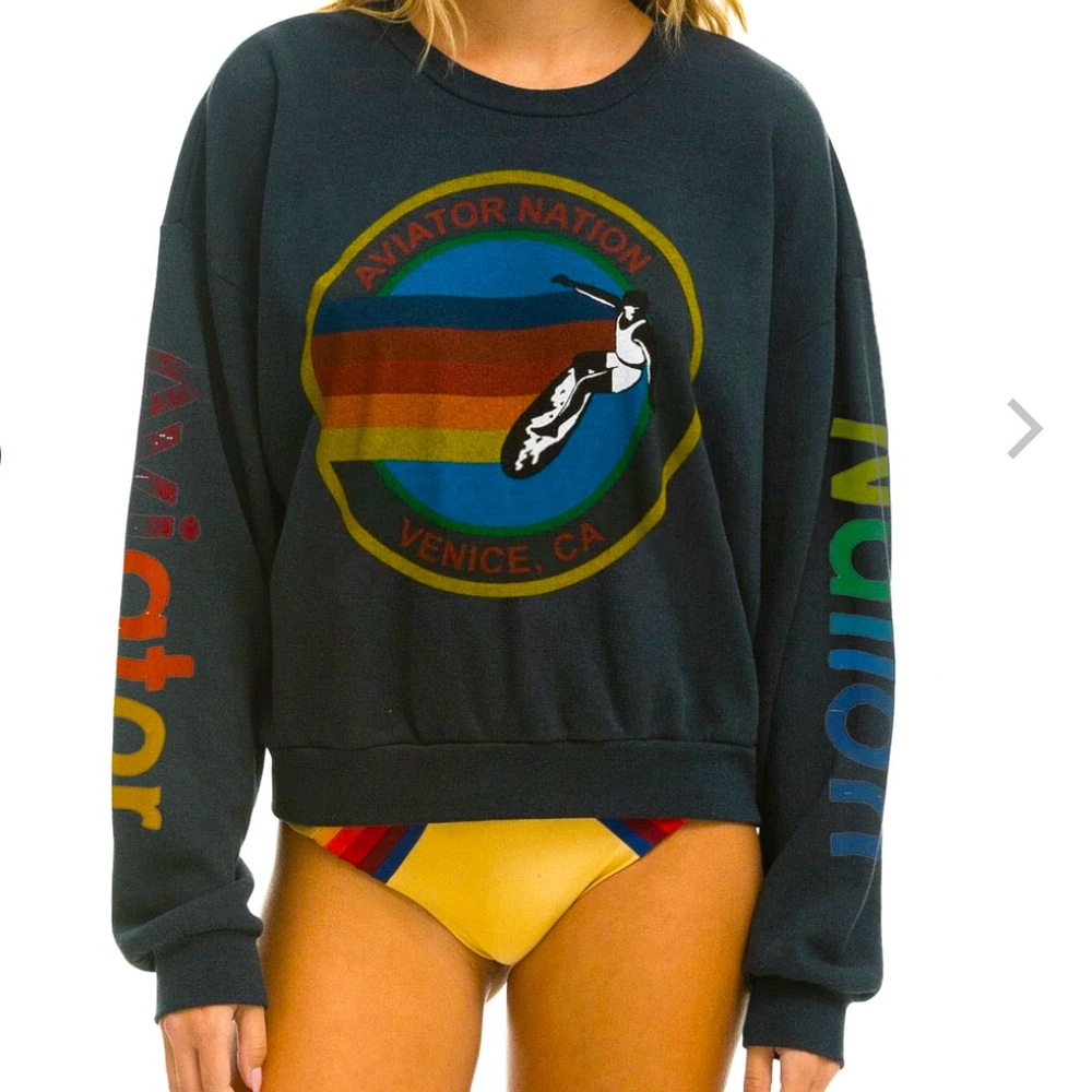 NWT - aviator nation relaxed crew sweatshirt - sz m